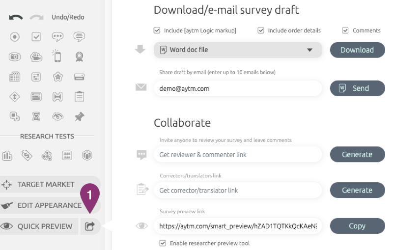 Sharing Survey Drafts aytm Help Center