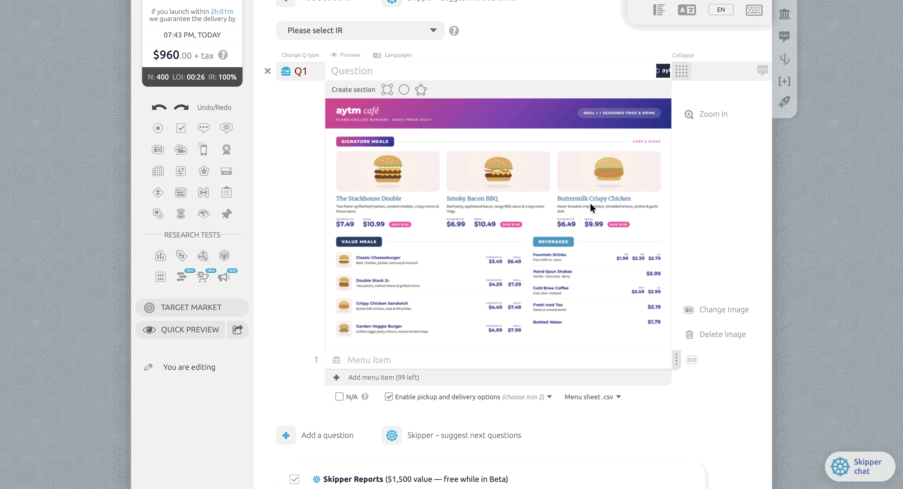 Drawing rectangle, ellipse, and polygon sections on a menu image