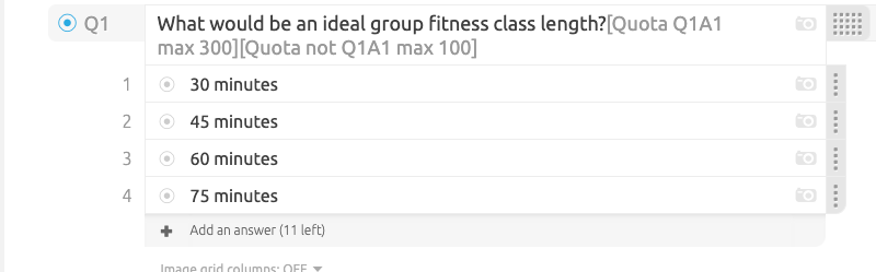 Combined maximum and reverse-maximum quota syntax enforcing an exact count of 300
